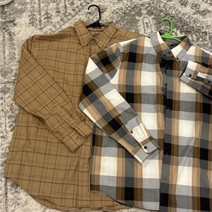St. John's Bay & EXPRESS Men's Casual Plaid Shirts - Tan and Brown